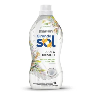 Amaciante De Roupa Concentrado Girando Sol Coco & Baunilha Frasco 1l Amaciante De Roupa Concentrado Girando Sol Coco & Baunilha Frasco 1l