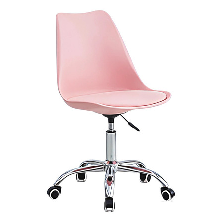 Silla De Oficina Reforzada Con Ruedas Eames Tulip Alcochada Color Rosa Material Del Tapizado Vinipiel Silla De Oficina Reforzada Con Ruedas Eames Tulip Alcochada Color Rosa Material Del Tapizado Vinipiel