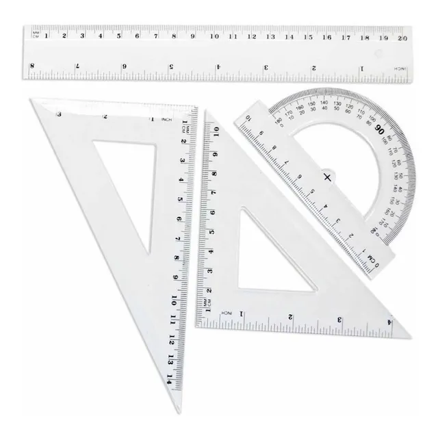 Set Geometria X 4 Piezas Escolar Acrilico Excelente Oferta 