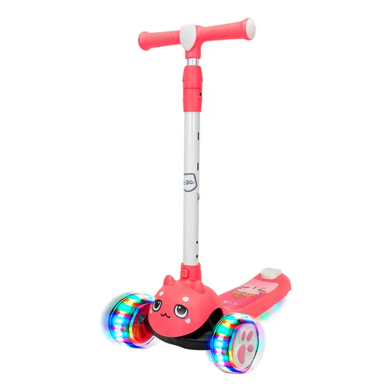 Monopatín T-go Infantil Con Luces Para Niños Nenas Con Freno Color Rosa Tiger