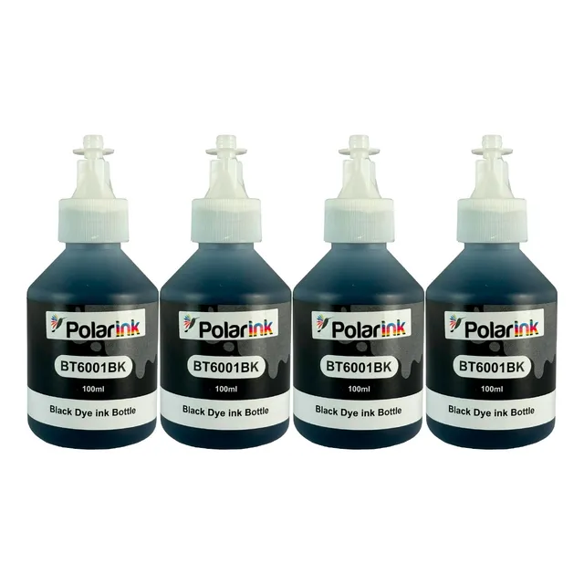 Kit 4 Tintas Negras Polarink Compatible Con Brother Btd60 Bk