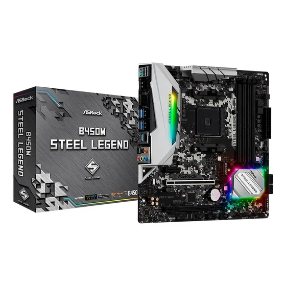 Placa Mãe Asrock B450m Steel Legend Amd Am4 Matx Ddr4