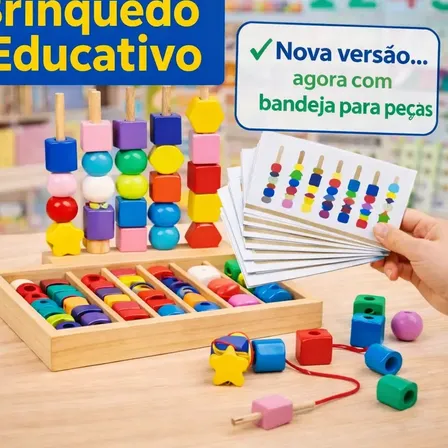 Brinquedo Blocos De Encaixe De Madeira Montessori 31