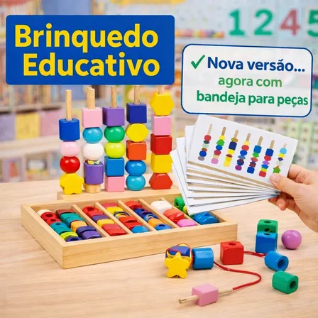 Brinquedo Blocos De Encaixe De Madeira Montessori Variada