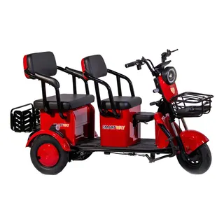 Triciclo Elétrico De Carga Ou 2 Pessoas 800w Com Bagageiro Cor Vermelho 48v