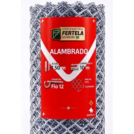 Tela Alambrado Fio 12 Reforçada 1,50 X 10m Mais Resistente Galvanizado