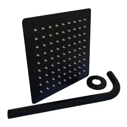 Regadera Cuadrada Color Negra Con Tubo 8puLG