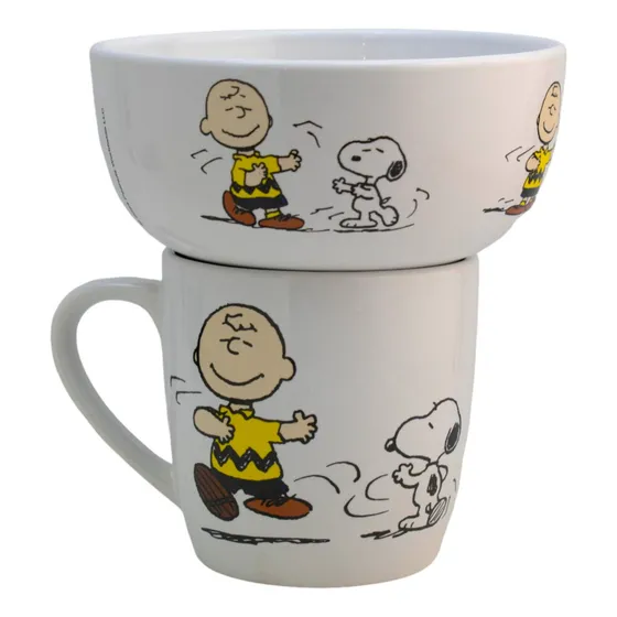 Set Desayuno Vajilla Porcelana Personajes Animados 2 Pzas Snoopy