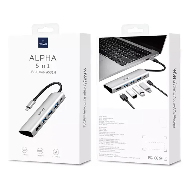 Adaptador Multipuertos Hub 5 En 1 Wiwu Original