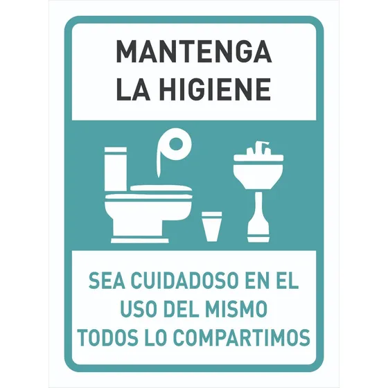 Cartel Prevencion Mantenga Higiene Del Baño 15x20 Pai 1mm 