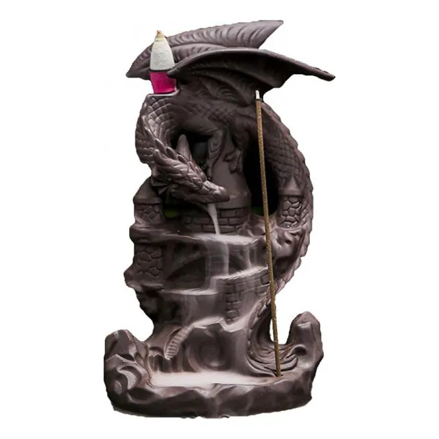 Dragon Quemador Reflujo Incienso Soporte Ceramica 20 Cono 30