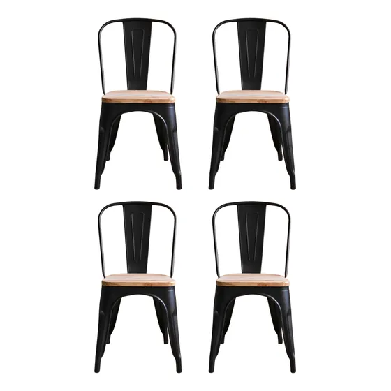 Set 4 Sillas Tolix Wood Negras
