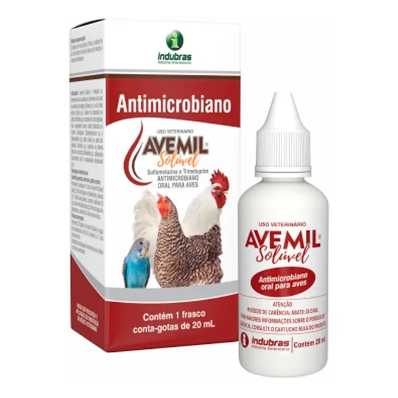 Avemil Solúvel 20 Ml - Antimicrobiano/antidiarréico P/ Aves