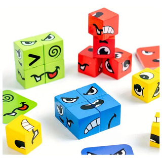 Juego De Mesa Cubitos De Madera Construye Caras Y Gestos Juego De Mesa Cubitos De Madera Construye Caras Y Gestos