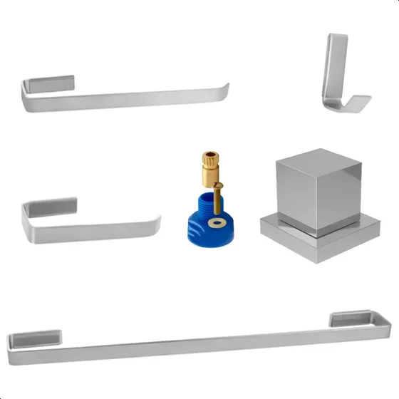 Kit Acessorios Banheiro Cromado + 1 Acabamento Base Docol 