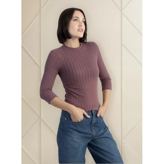 Polera Hilado Fino Calado Manga 3/4 Jordana