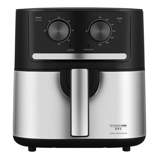 Fritadeira Air Fryer 5,5l Cyclone Preto E Inox Midea 220v
