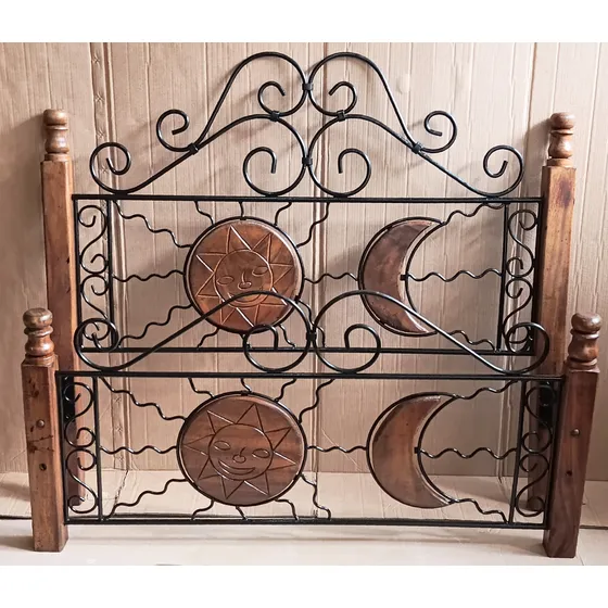 Copete De Cama Matrimonial Hierro Forjado Y Madera