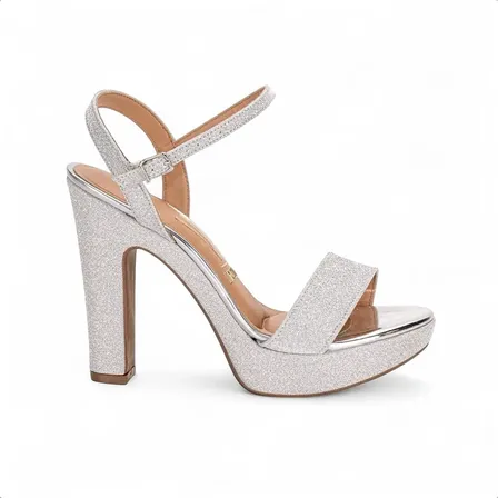 Sandália Vizzano Festa Salto Alto Meia Pata Confortável 200 Prata Glamour 33