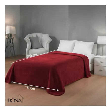 Manta Microfibra Lisa Casal Cobertor Soft 200x180cm Cor Vinho