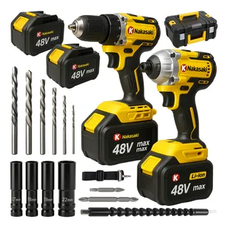 Kit Chave De Impacto + Furadeira 48v + 02 Baterias + Maleta Kit Chave De Impacto + Furadeira 48v + 02 Baterias + Maleta