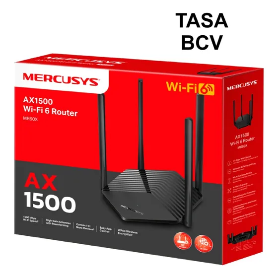 Router Mercusys Mr60x Ax1500 Doble Banda Gigabit Wifi 6