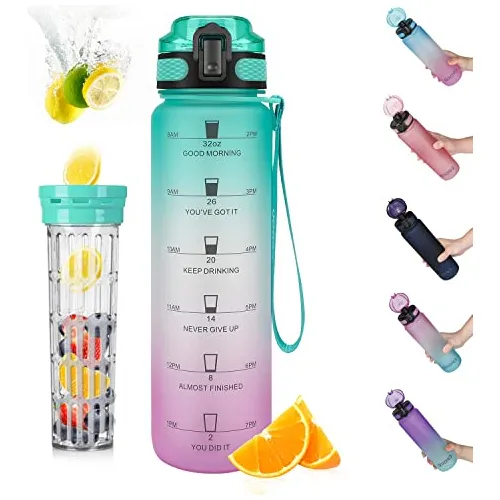 Botella De Agua Deportiva De 32 Oz Marcador De Tiempo B...