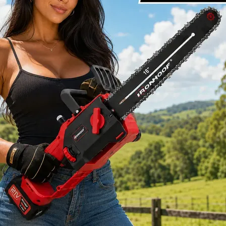 Motoserra Eletrica 16 Pol Brushless Profissional Com 2 Bateria 3 Corrente