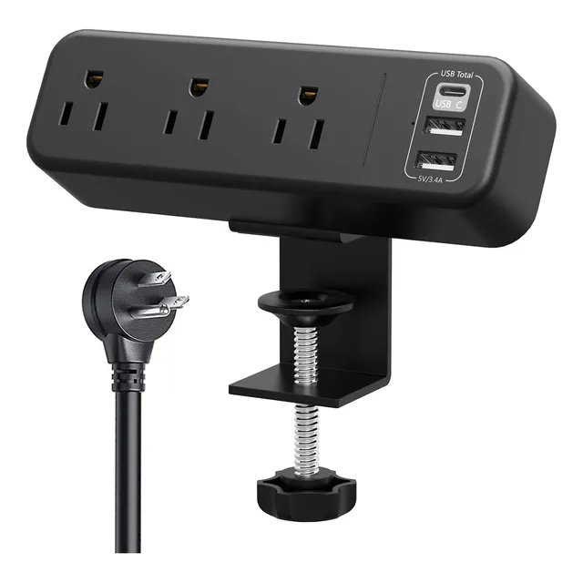 Multitoma Regleta Mesa Escritorio Atornillable Negro 3 Usb