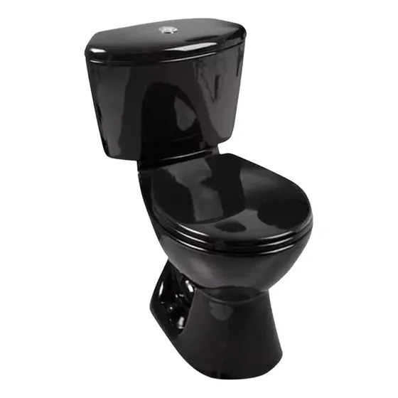 Inodoro Porcelana Con Mochila Negro Con Tapa 4,8lt