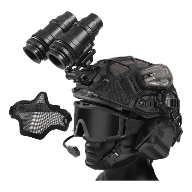 Casco Táctico Tumhuts Con Auriculares Y Máscara Facial
