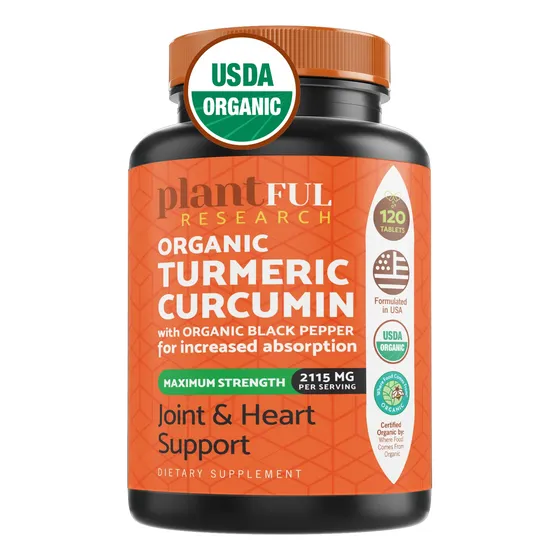 Suplemento De Cúrcuma Orgánica Plantful Research 2115 Mg 120
