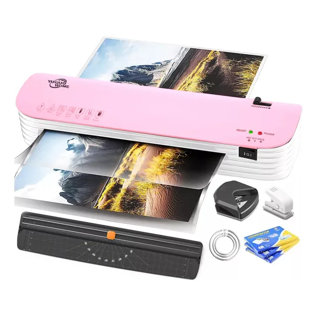 Yuguo Home® Laminadora Enmicadora A4 Sl299p De Térmica/frío/cortador De Papel Con 300 Hojas De Micas Y Cortador De Papel Y Recortadora, Mini Laminadora Para Hogar, Oficina Y Escuel