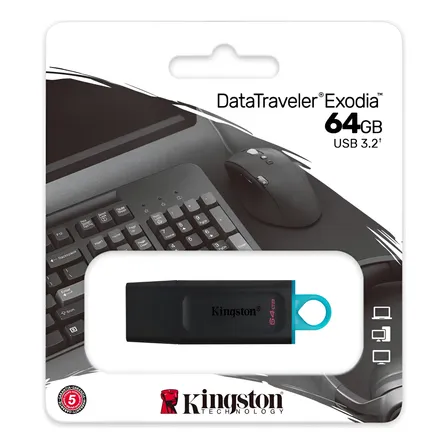 Pendrive Kingston Exodia 64gb Usb 3.2 Gen1 Negro Exodia