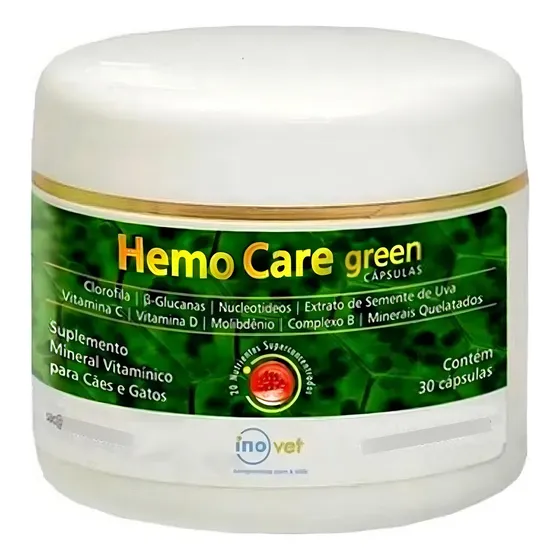 Suplemento Nutricional Hemo Care Green 30 Cápsulas Inovet