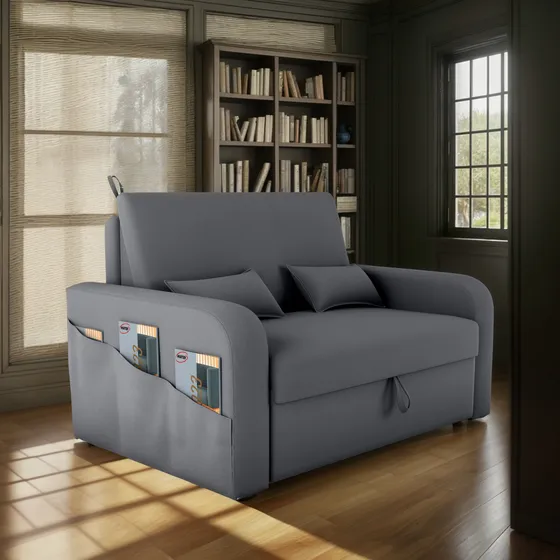 Sofá-cama Retratil Reclinável Com Baú Para Armazenamento