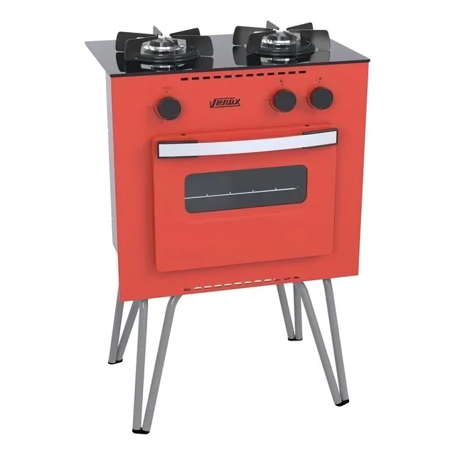 Cocina Venax GMN200.BV.PF.GLP glp color rojo con puerta con visor