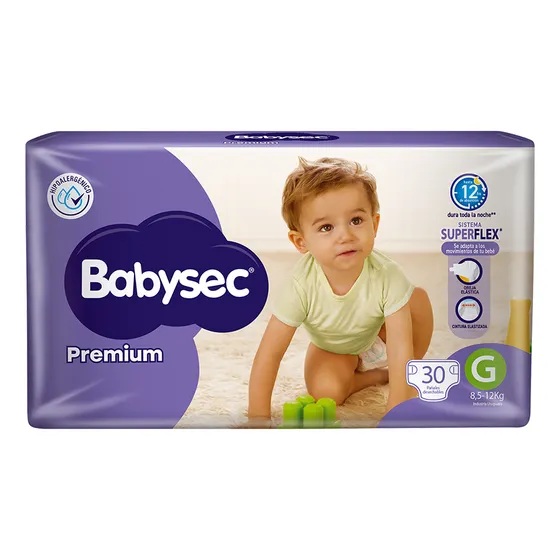 Pañal Babysec Premium Flexi Protect Talle G 30 Un