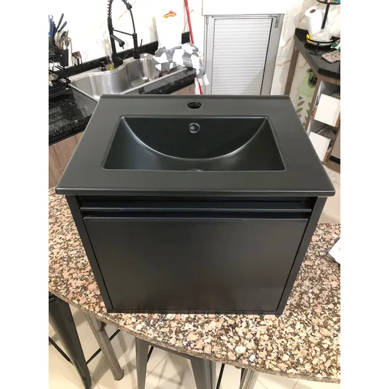 Mueble Aéreo De Baño Bacha De Loza Incluida Negro Negro Un Agujero
