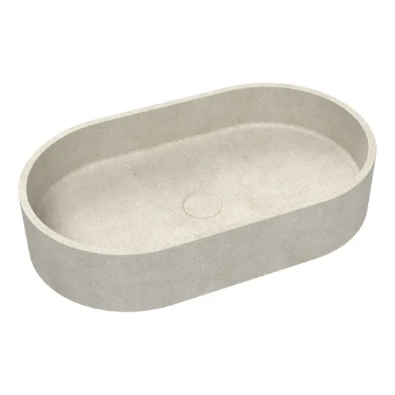 Lavabo Ovalado Microcemento Arena Sobreponer 60x35x12cm