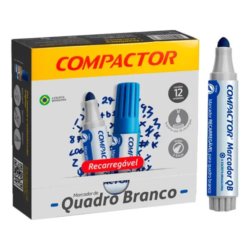 Pincel Marcador Quadro Branco Compactor Caixa C/12 Un Cor Azul