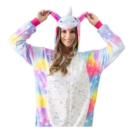 Pijama De Frio Unicórnio Kigurumi Adulto Pronta Entrega