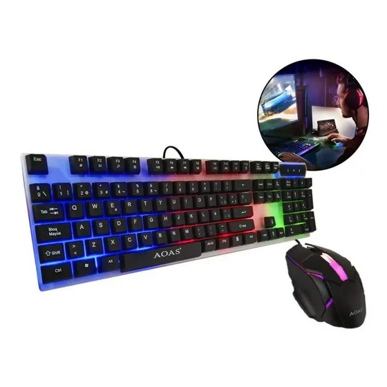 Kit Teclado Y Mouse Gamer Luminoso Luces Led Usb Pc Laptop