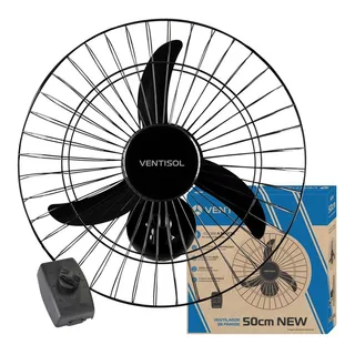 Ventilador De Parede Oscilante Preto 50cm New PlĂĄstico 130w 3 PĂĄs Ventisol Ventilador De Parede Oscilante Preto 50cm New PlĂĄstico 130w 3 PĂĄs Ventisol