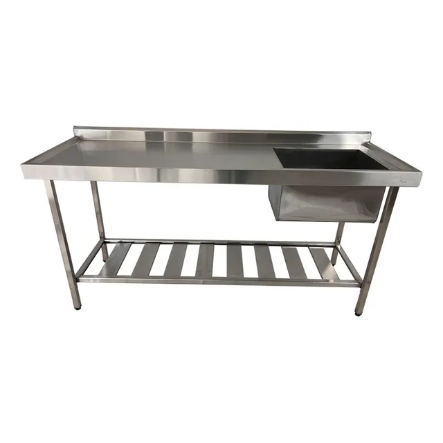 Pia Inox Industrial 180x60 Cuba Direita Com Prateleira