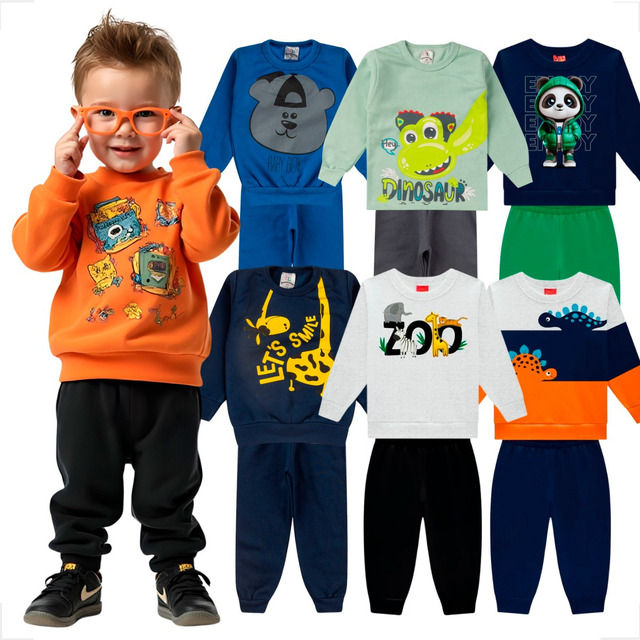 Kit 6 Peças Moletom Infantil Menino Inverno Conjunto Barato Kit 6 Peças Moletom Infantil Menino Inverno Conjunto Barato