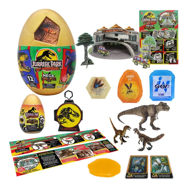 Jurassic Park Juguete Mega Huevo Dinosaurio Build N Battle Color Dorado Oscuro