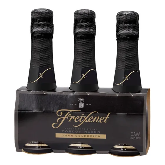 Vino Espumante Mini Freixenet Cava Cordón Negro Brut 3 Pack