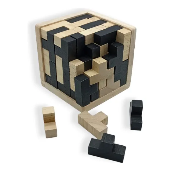 Puzzle De Madera Rompecabezas Cubo Tetris 3d