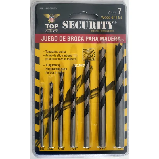 Set Mechas Y Puntas Para Madera 7 Piezas Taladro